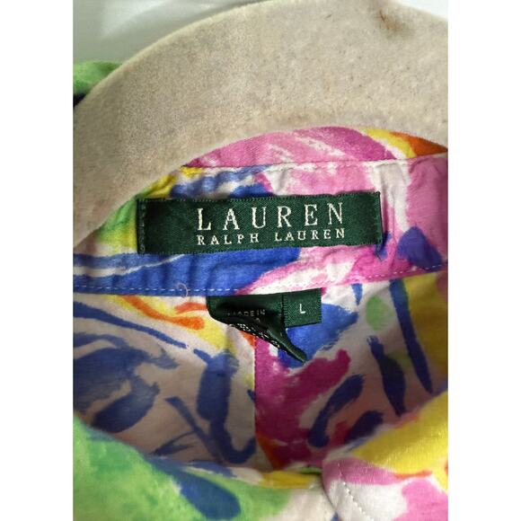 Lauren Ralph Lauren Multicolor Floral Linen Shirt – Size L – Button-Up Blouse - Picture 2 of 4